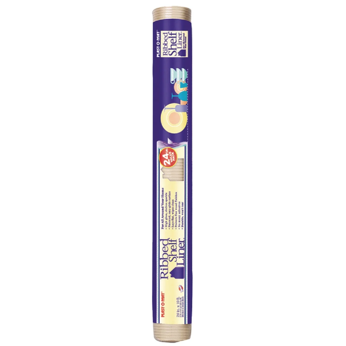 Sustainable Plast-O-Mat 24 In. x 10 Ft. White Ribbed Non-Adhesive Shelf Liner First-Class