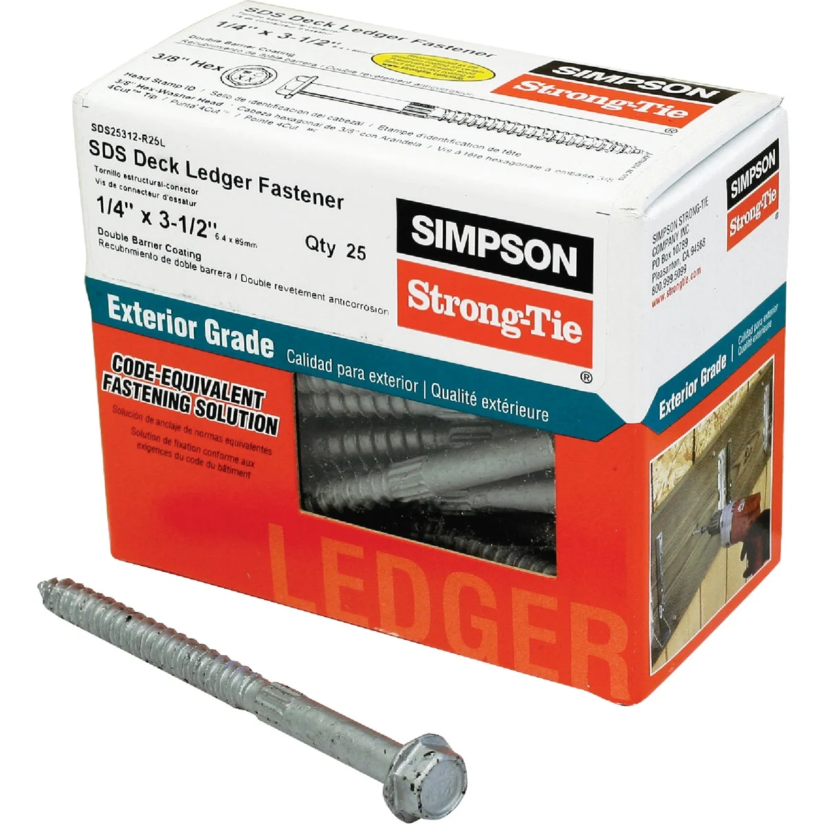 Sustainable Simpson Strong-Tie Strong-Drive 1 4 In. x 3-1 2 In. SDS Ledger Deck Screw 25 Ct. Box Convenient