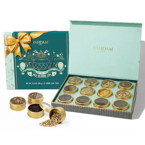 Smart Tea Gift Set 12 Loose Leaf Teas in Tin Caddy Presentation Box 8.81 Ounce High-End