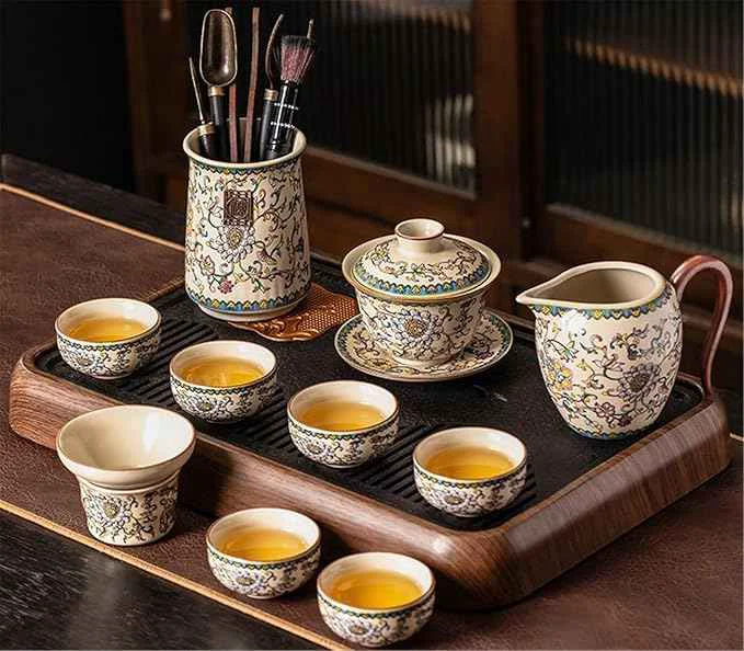 Soft Ru Kiln Enamel Gongfu Tea Set Gaiwan and Teacup Collection-suit16 Long-Lasting