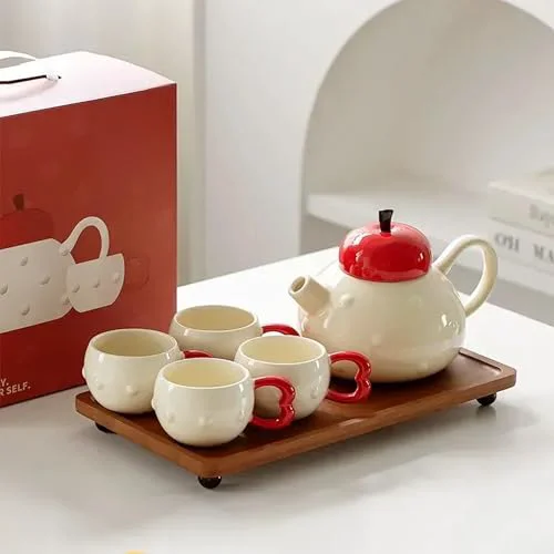 Durable Apple themed Modern Tea Set Secure
