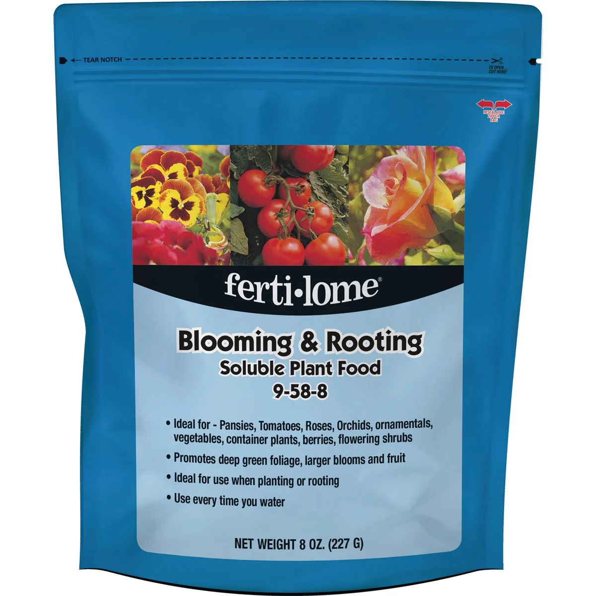 Official Ferti-lome 8 Oz. 9-58-8 Bloom Root Soluble Dry Plant Food Professional