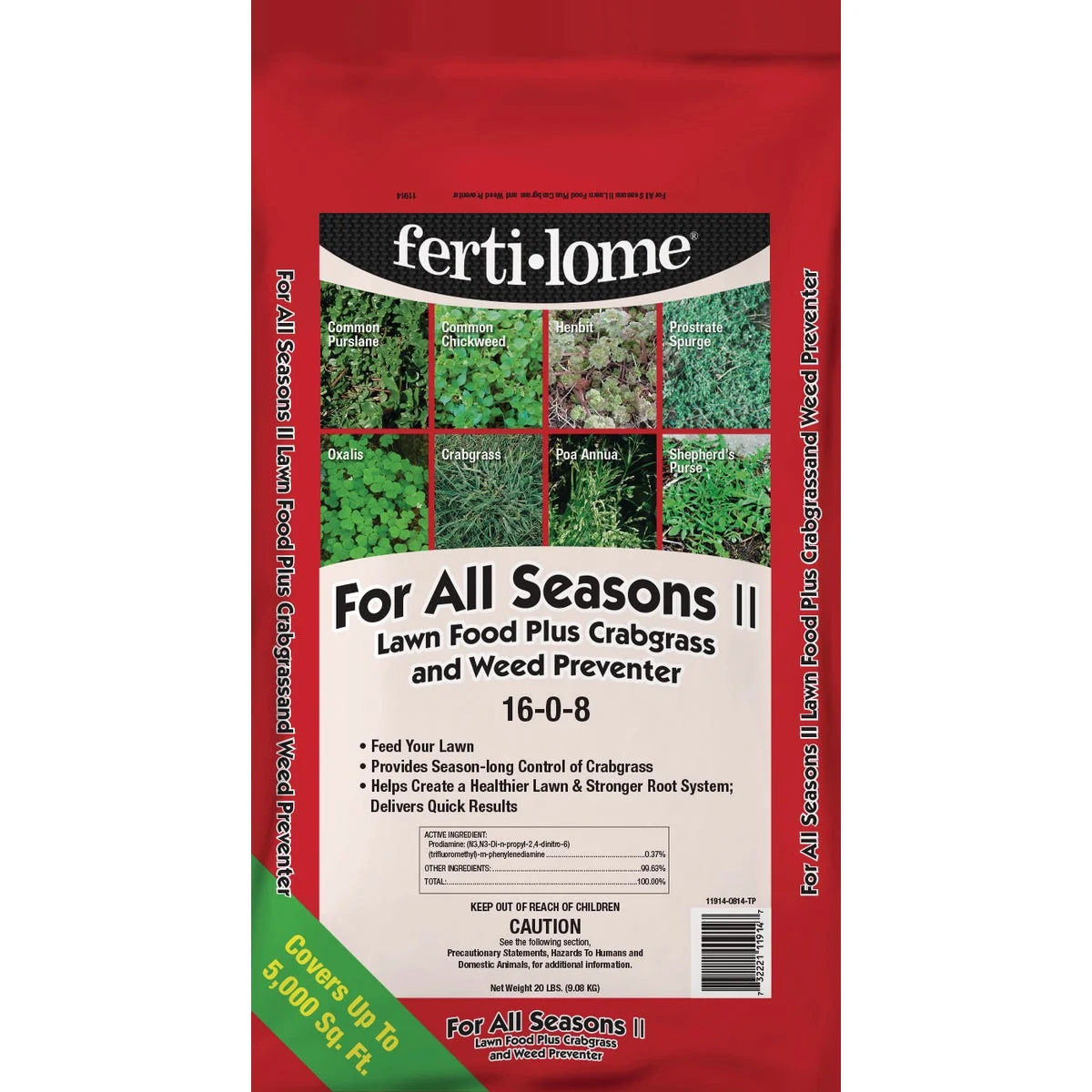 Recyclable Ferti-lome For All Seasons II 20 Lb. 5000 Sq. Ft. 16-0-8 Lawn Fertilizer with Crabgrass Weed Preventer Versatile