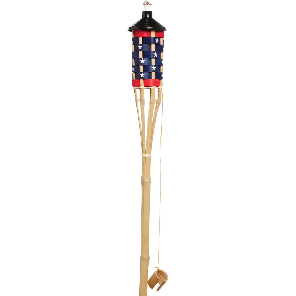 Expertly Made Outdoor Expressions 5 Ft. Natural Bamboo American Flag Patio Torch