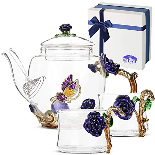 Relaxed BTaT Floral Glass Tea Set for Adults High-End