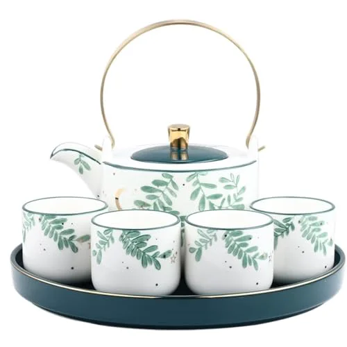 Relaxed 6 Piece Luxury Porcelain Tea Set with Teapot Refined