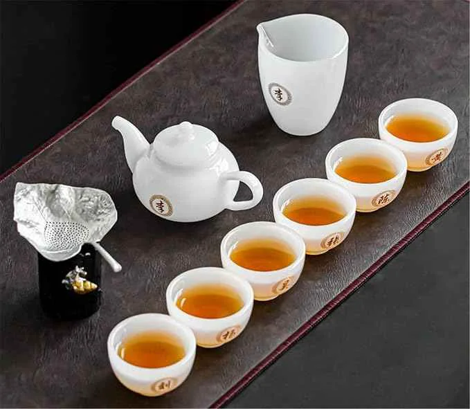Official Glass Tea Set with Large Gaiwan and White Porcelain Teapot-suit9 Organic