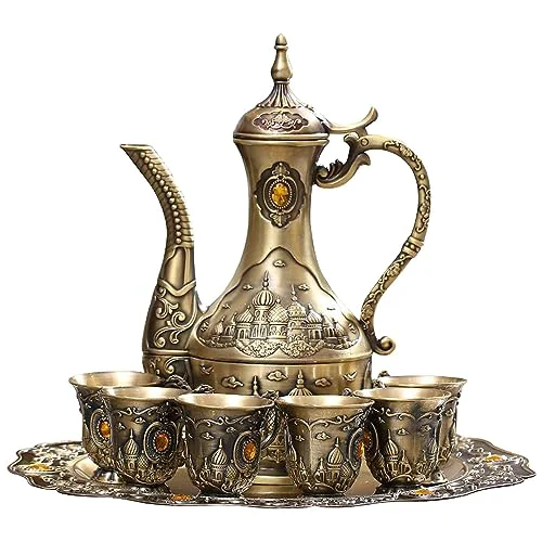 Clean Turkish Tea Coffee Cup and Pot Set Including Teapot Reusable