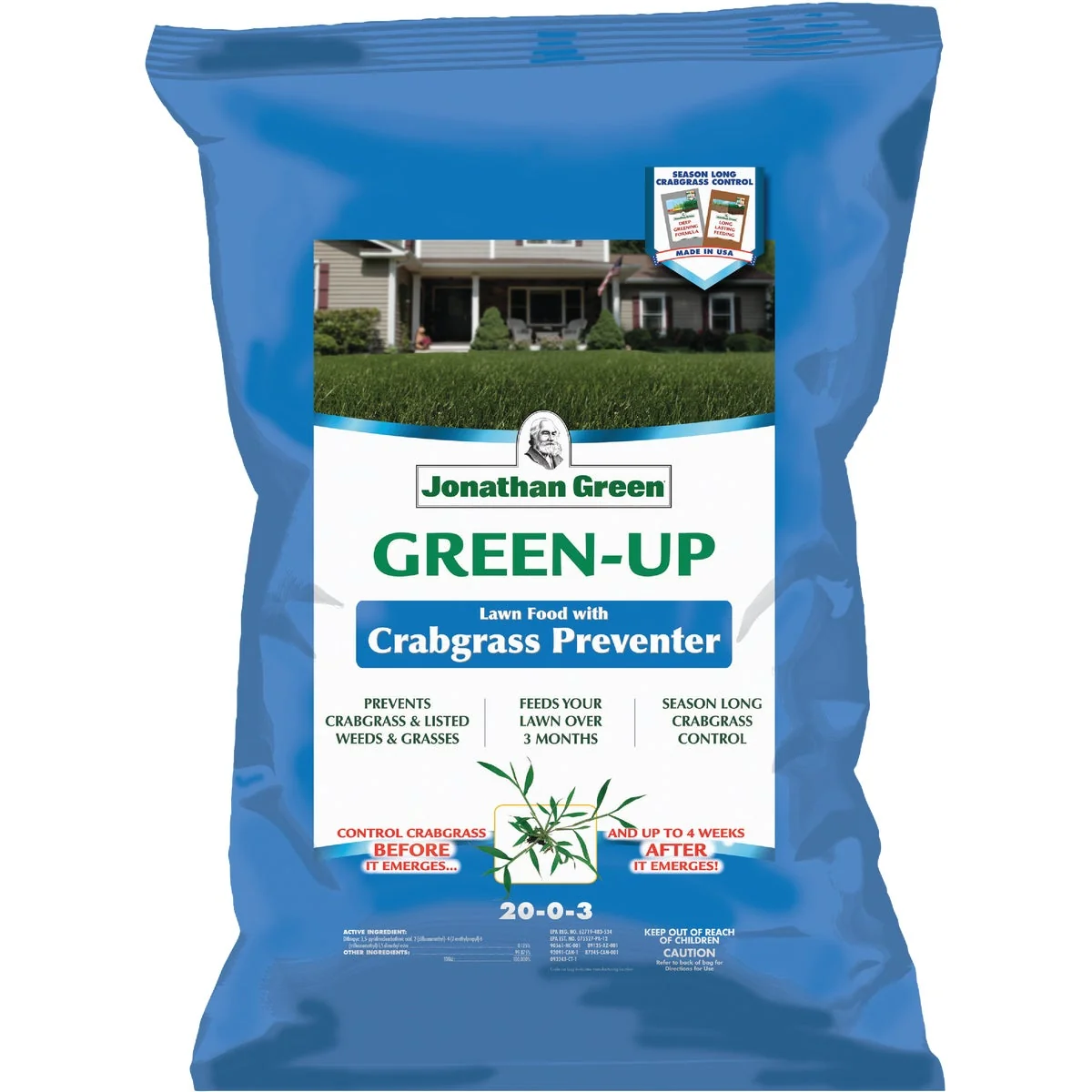 Eco-Friendly Jonathan Green Green-Up 45 Lb. 15 000 Sq. Ft. 22-0-3 Lawn Fertilizer with Crabgrass Preventer Efficient