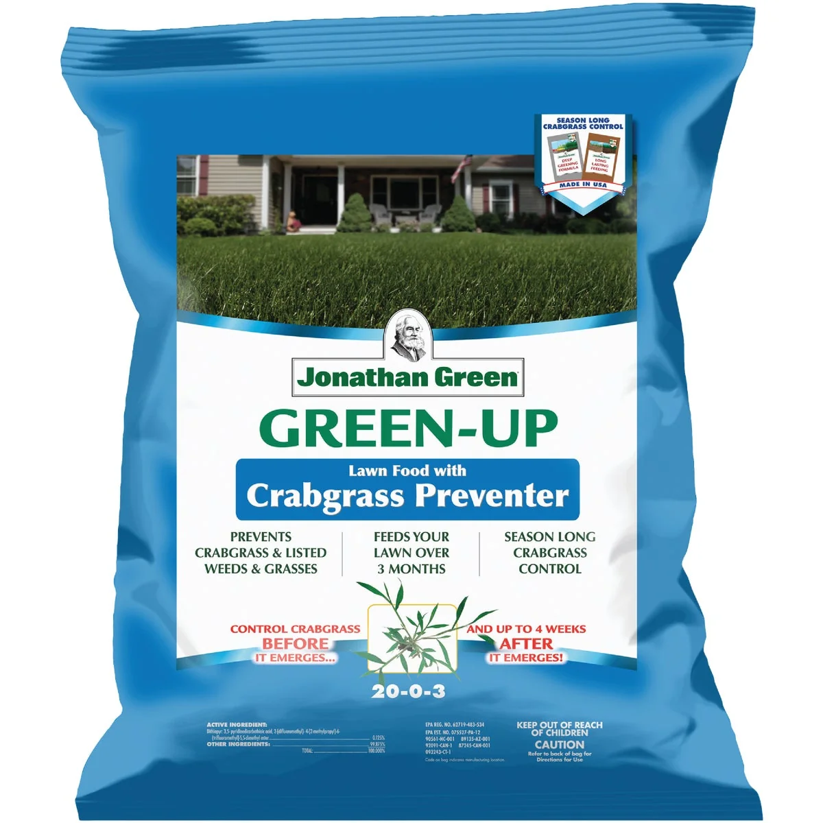 Prestigious Jonathan Green Green-Up 15 Lb. 5000 Sq. Ft. 22-0-3 Lawn Fertilizer with Crabgrass Preventer Authentic