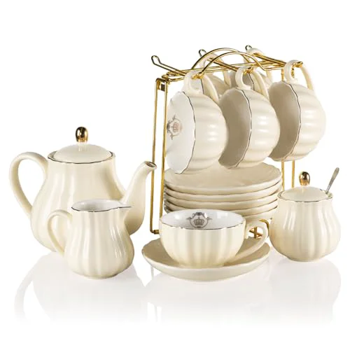 Recyclable Sweejar Porcelain Tea Sets British Royal Series 22 Count Sustainable
