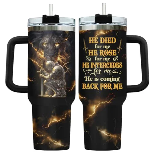 Exceptional Christian Lion Faith 40 oz Tumbler with Handle Pure