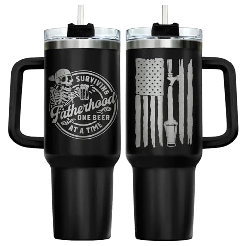 Modern Dad Skeleton Surviving Fatherhood 40 oz Tumbler with Handle Fashionable