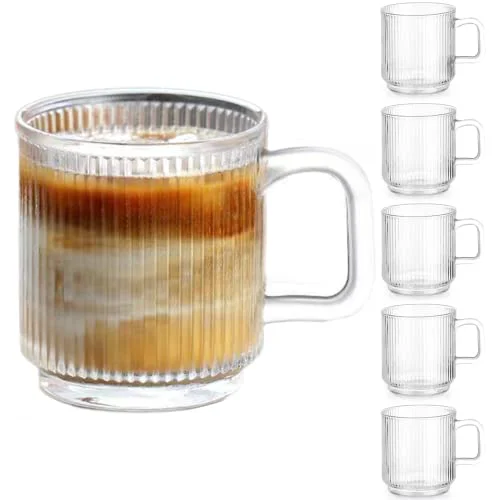 Easy-to-Use 6 PACK Premium Glass Coffee Mugs with Handle 6 Count Healthy
