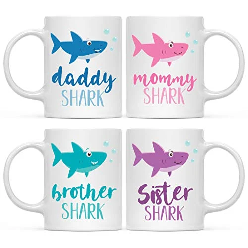 Consistent Baby Shark Family 11oz. Coffee Mug Gift Set Clean