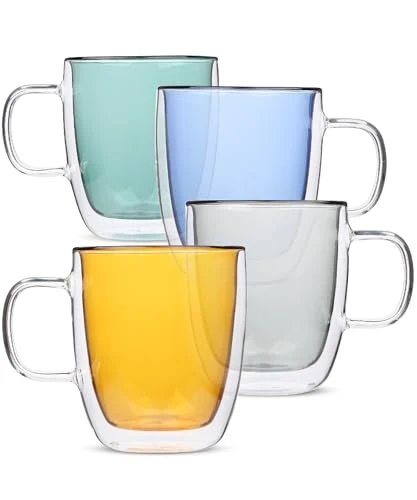 Long-Lasting BTaT Double Walled Glass Coffee Mugs 4 Count Relaxed