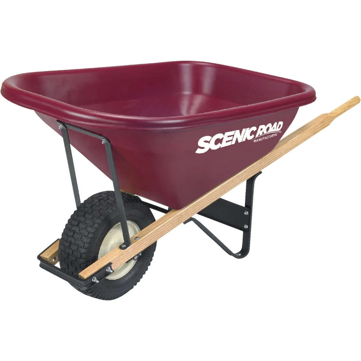 Green Scenic Road 8 Cu. Ft. Tradesmen Duty High-Density Poly Wheelbarrow Top-Quality