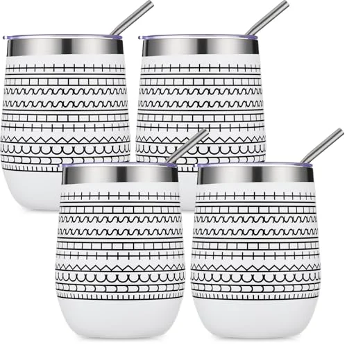 Relaxed 4 Pcs 12 oz Funny Message Coffee Mug Birthday White Elephant Gifts Stainless Steel Insulated Tumblers Wine Cup Gag Gift for for Employee Appreciation Coworkers Friends Father 4 Count Eco-Friendly
