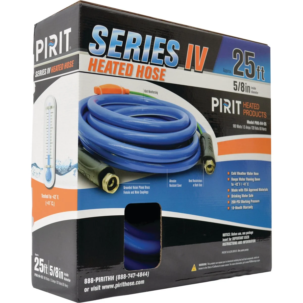 Fast Pirit 5 8 In. Dia. x 25 Ft. L. Heated Water Hose Flexible