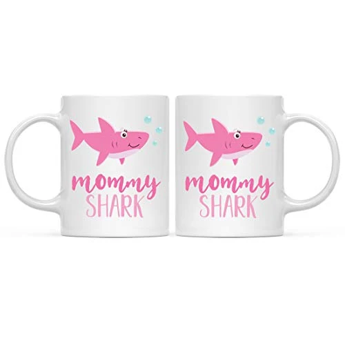Trendy Baby Shark Lesbian Family 11oz. Coffee Mug Gift Set Detailed