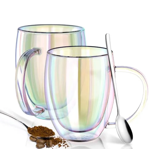 Consistent Double Wall Glass Coffee Mugs Set of 2 Specialty
