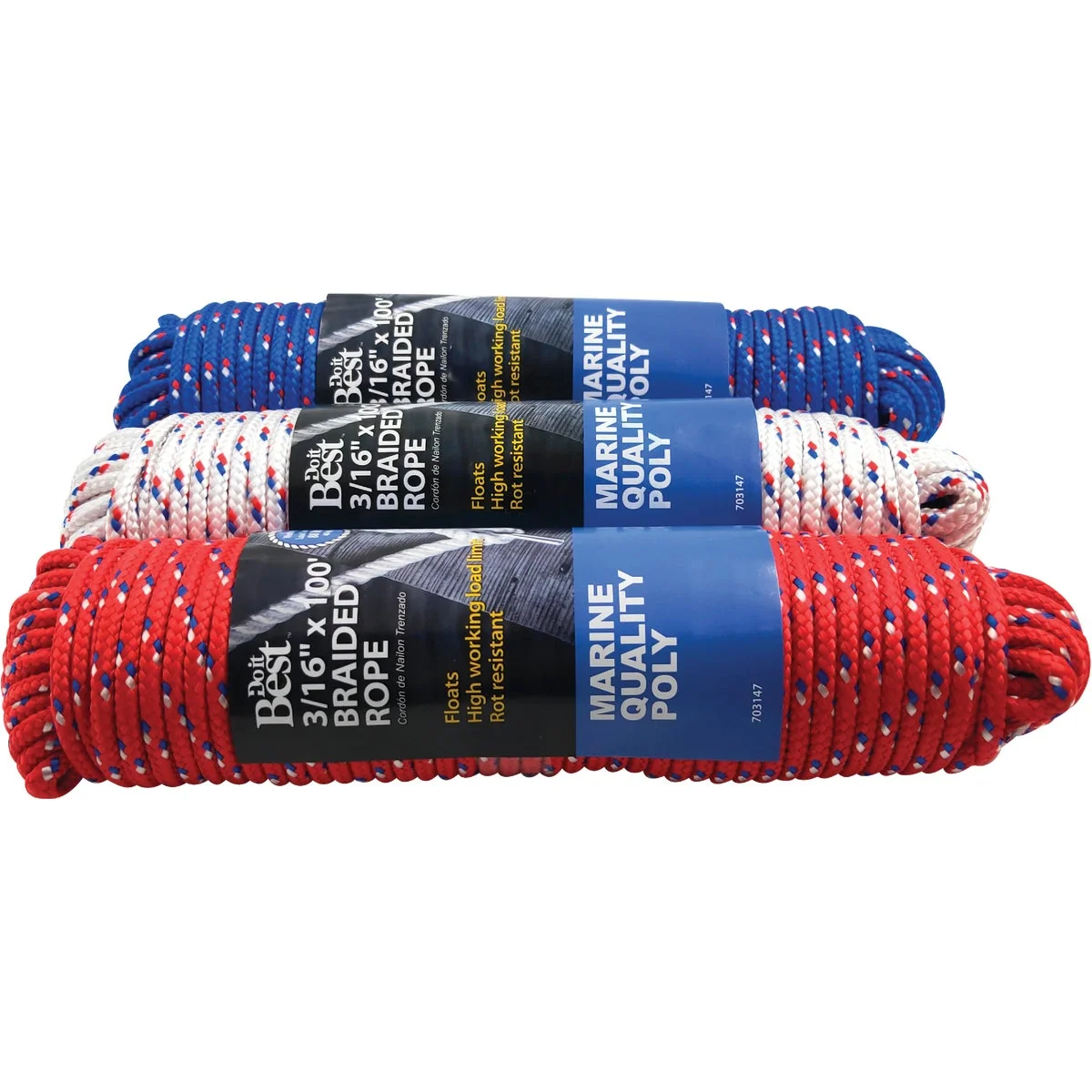 Modern Do it 3 16 In. x 100 Ft. Assorted Colors Diamond Braided Polypropylene Packaged Rope Minimalist
