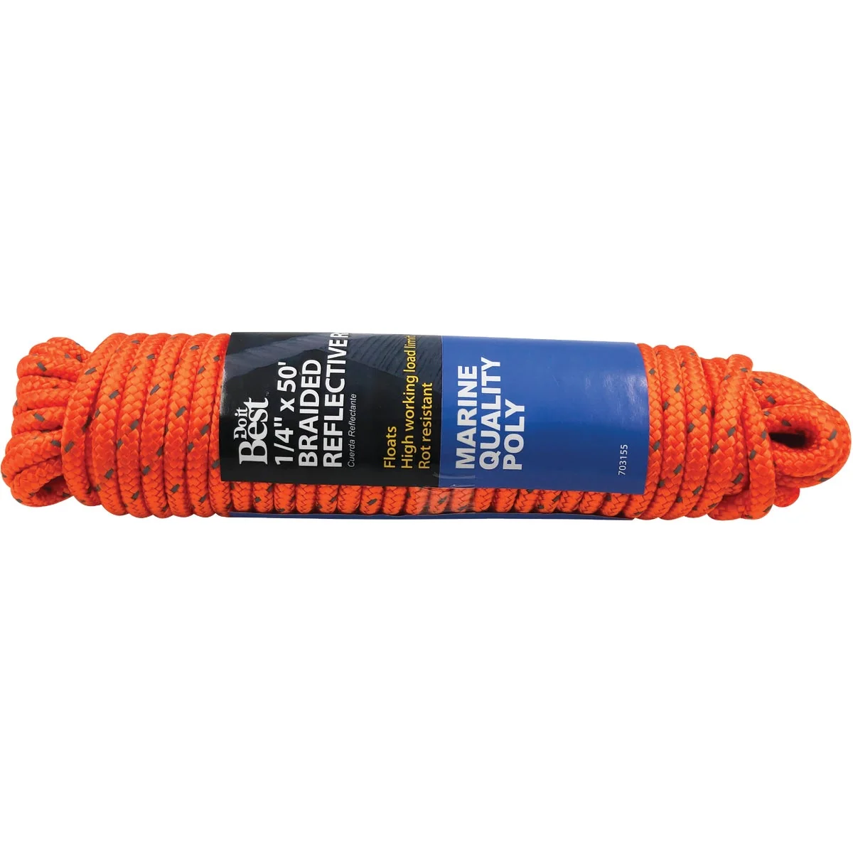 Dependable Do it 1 4 In. x 50 Ft. Orange Braided Reflective Polypropylene Packaged Rope Stylish