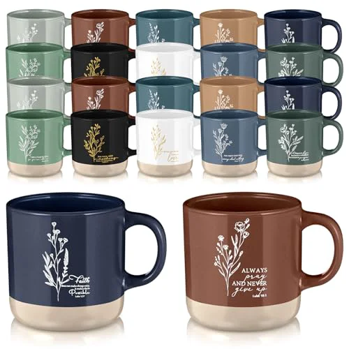 Sustainable 20 Pcs Christian Mugs Bulk for Women Gifts 20 Count Traditional
