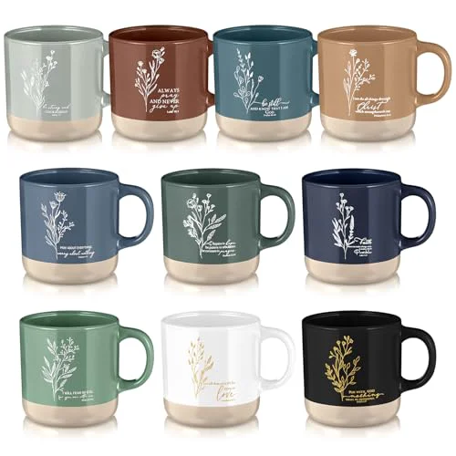 Functional 10 Pcs Christian Mugs Bulk for Women Gifts 10 Count Breathable