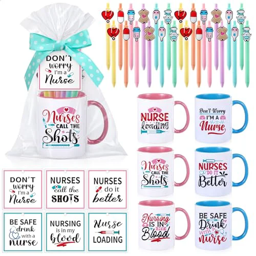Fashionable 6 Set Employee Appreciation Gifts Include Thank You Staff Mug Gift Set 12 oz Appreciation Mugs Inspirational Pens Tags for Employee Staff Team Group 6 Count Modern