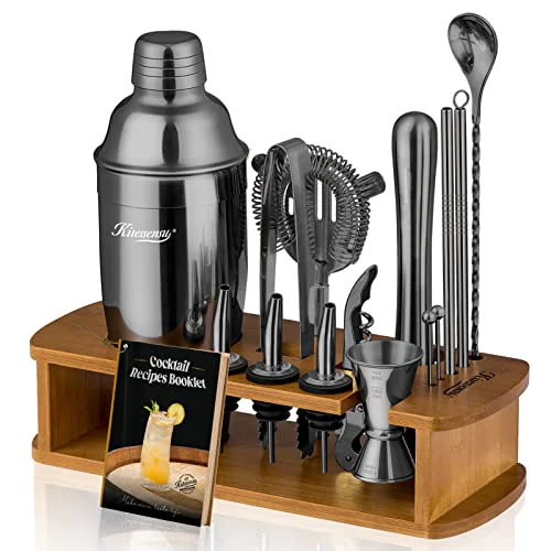 Sustainable Cocktail Shaker Set Bartender Kit with Stand 15 Count Classic