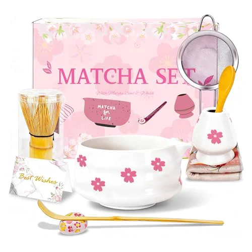 Elegant Matcha Whisk Set with Matcha Bowl Green