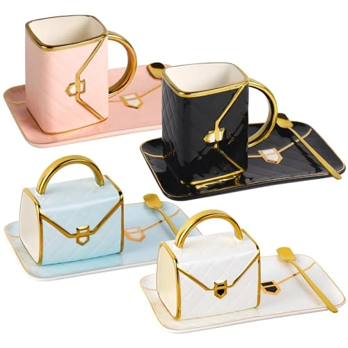 High-Performance Handbag Coffee Mug Set 4 Count Elegant