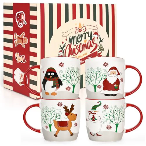 Traditional Christmas Mugs Set of 4 4 Count Dependable