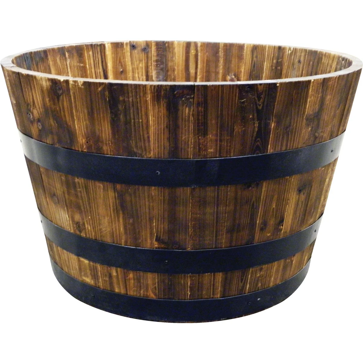 Smooth Wood Products 26 In. Cedar Whiskey Barrel Planter Enhanced
