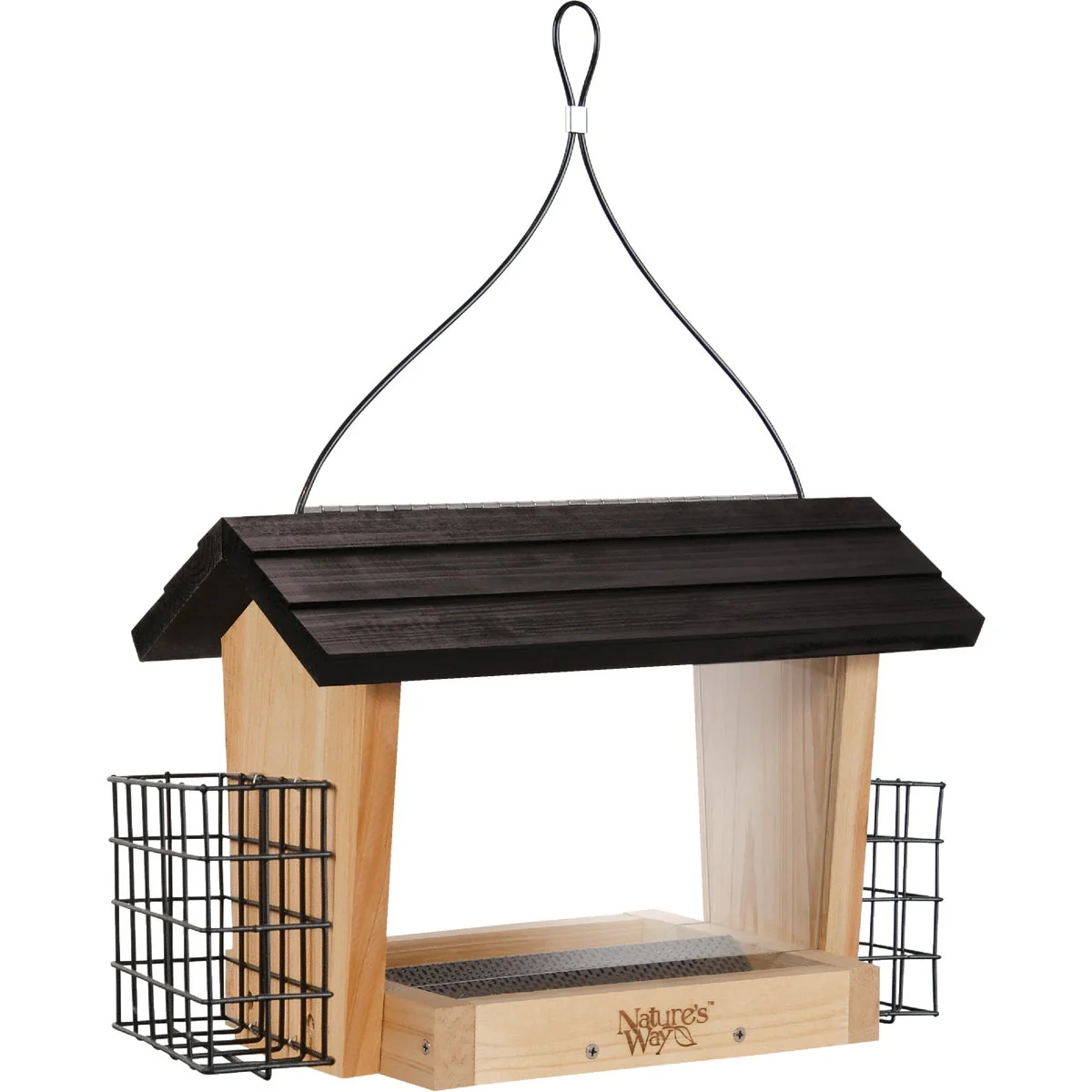 Selected Nature’s Way 6 Qt. Natural Cedar Hopper Bird Feeder with Suet Cages Responsible