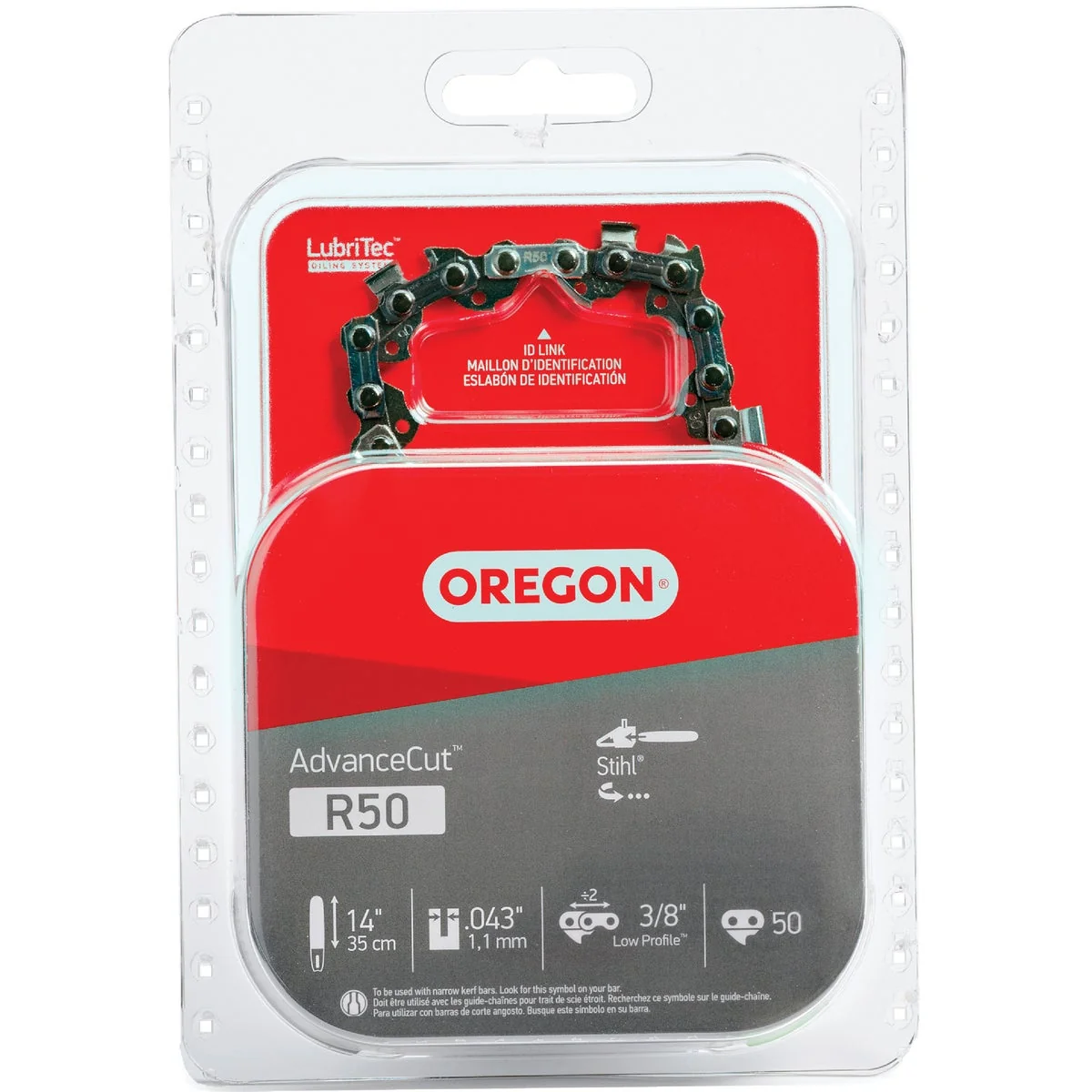 Enhanced Oregon AdvanceCut LubriTec R50 14 In. 3 8 In. Low Profile 50 Link Chainsaw Chain Clean