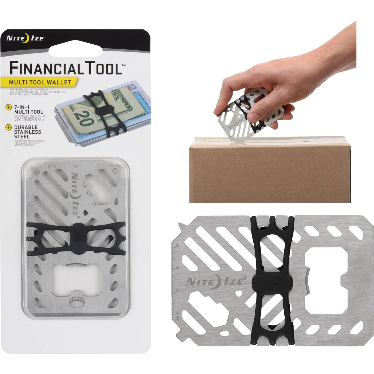 Practical Nite Ize Financial Tool 7-In-1 Stainless Steel Multi-Tool Detailed