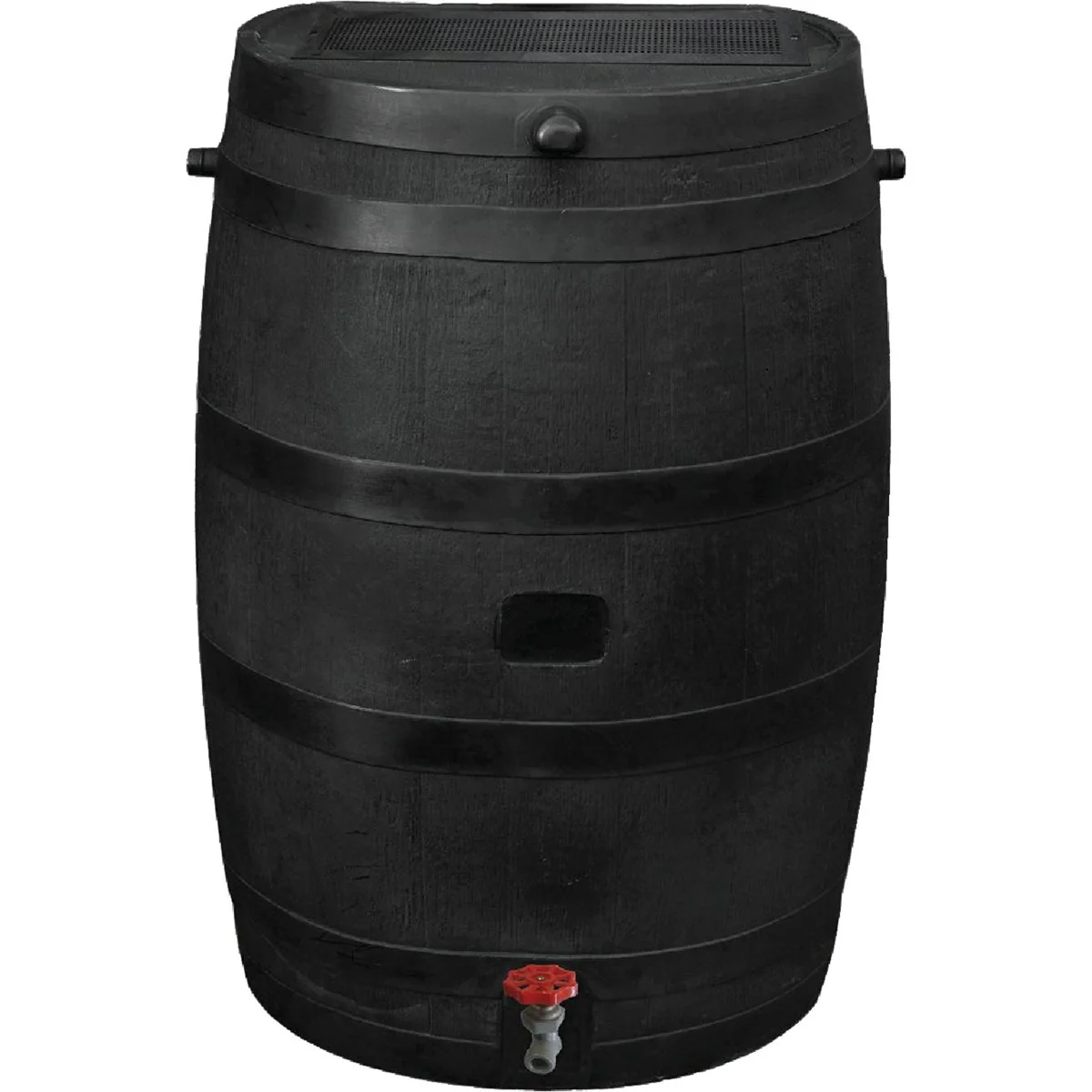 Long-Lasting RTS Home Accents ECO 50 Gal. Black Recycled Polyethylene Rain Barrel Carefully Designed