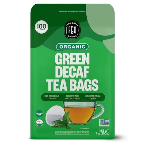 Clean Organic Green Decaf Tea 100 Count Verified
