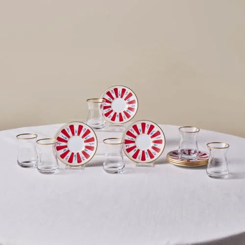 Functional Bursa 12 Piece Turkish Tea Glass and Saucer Set Efficient