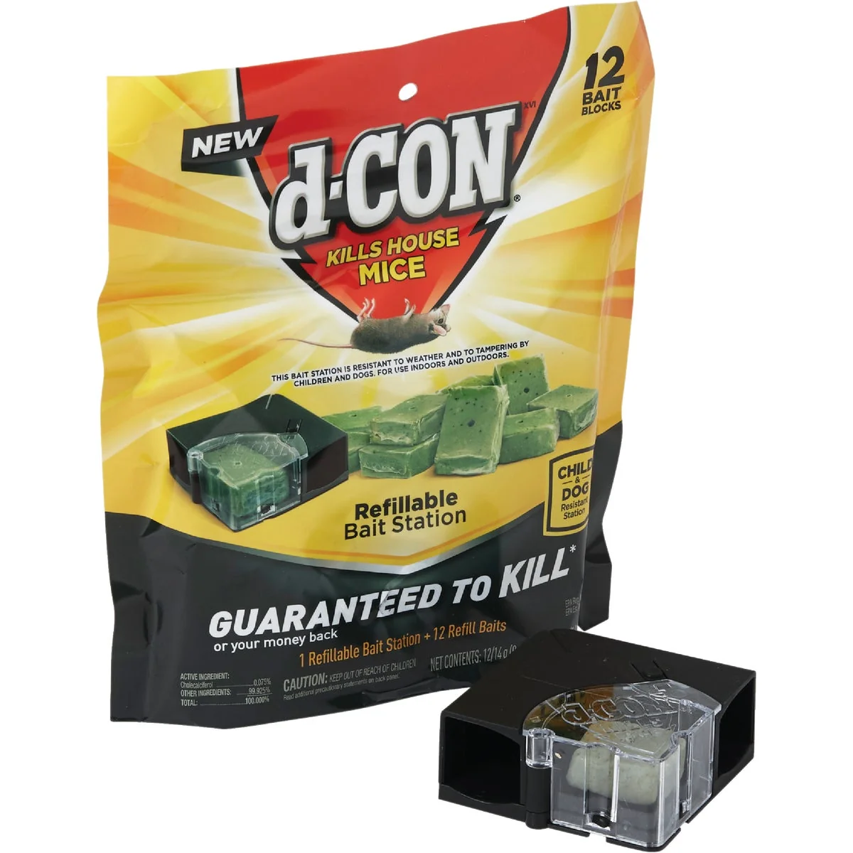 Professional D-Con Refillable Corner Fit Mouse Bait Station 12-Refill Detailed