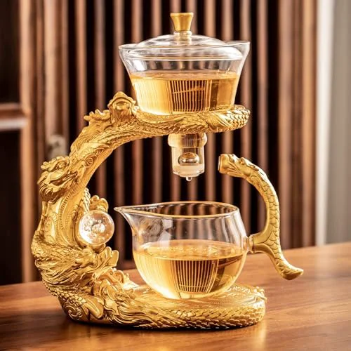 Refined Glass Teapot Set with Infuser Semi Automatic Dragon Tea Set Dependable