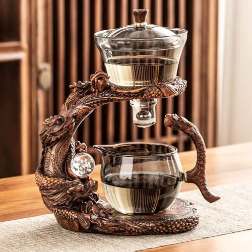 Classic Glass Teapot Set with Infuser Semi Automatic Dragon Tea Set Secure