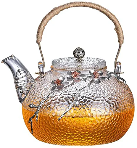 Environmentally Friendly Japanese Style hammered glass exquisite 900ml tea pot Natural