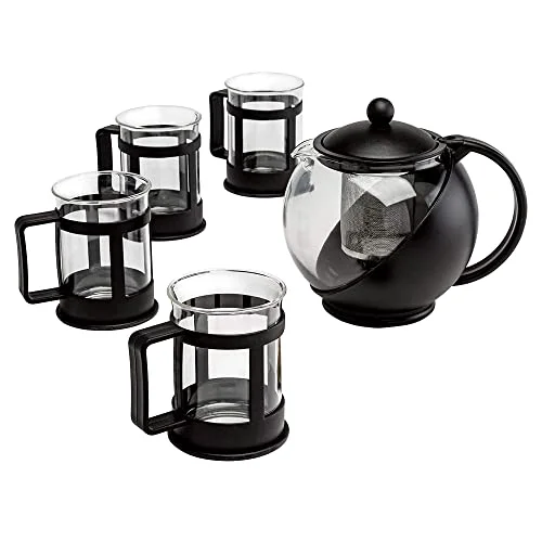 Functional Half Moon Teapot Set with 4 Tea Cups Breathable