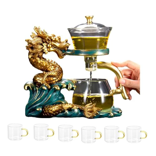 Breathable Glass Teapot Set Tea Maker with Infuser Semi Automatic Drip Rotating Cover Bowl Lazy Tea Set Excellent