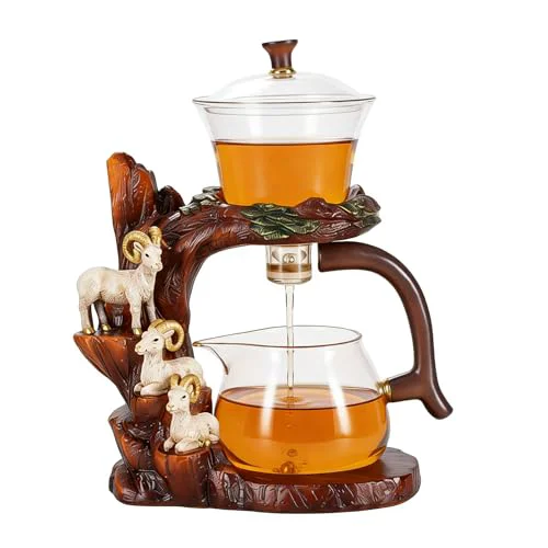 Authentic Glass Teapot Set with Infuser Semi Automatic Tea Set Lazy Kungfu Attraction Drip Rotating Teapot Set High-End