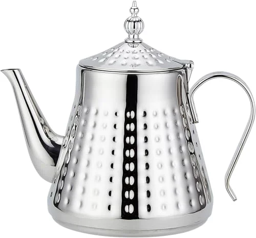 Original Design 1.2L 40oz Stainless Steel Hammer Patterned Teapot With Removeable Infuser Loose leaf cover Silver Outstanding