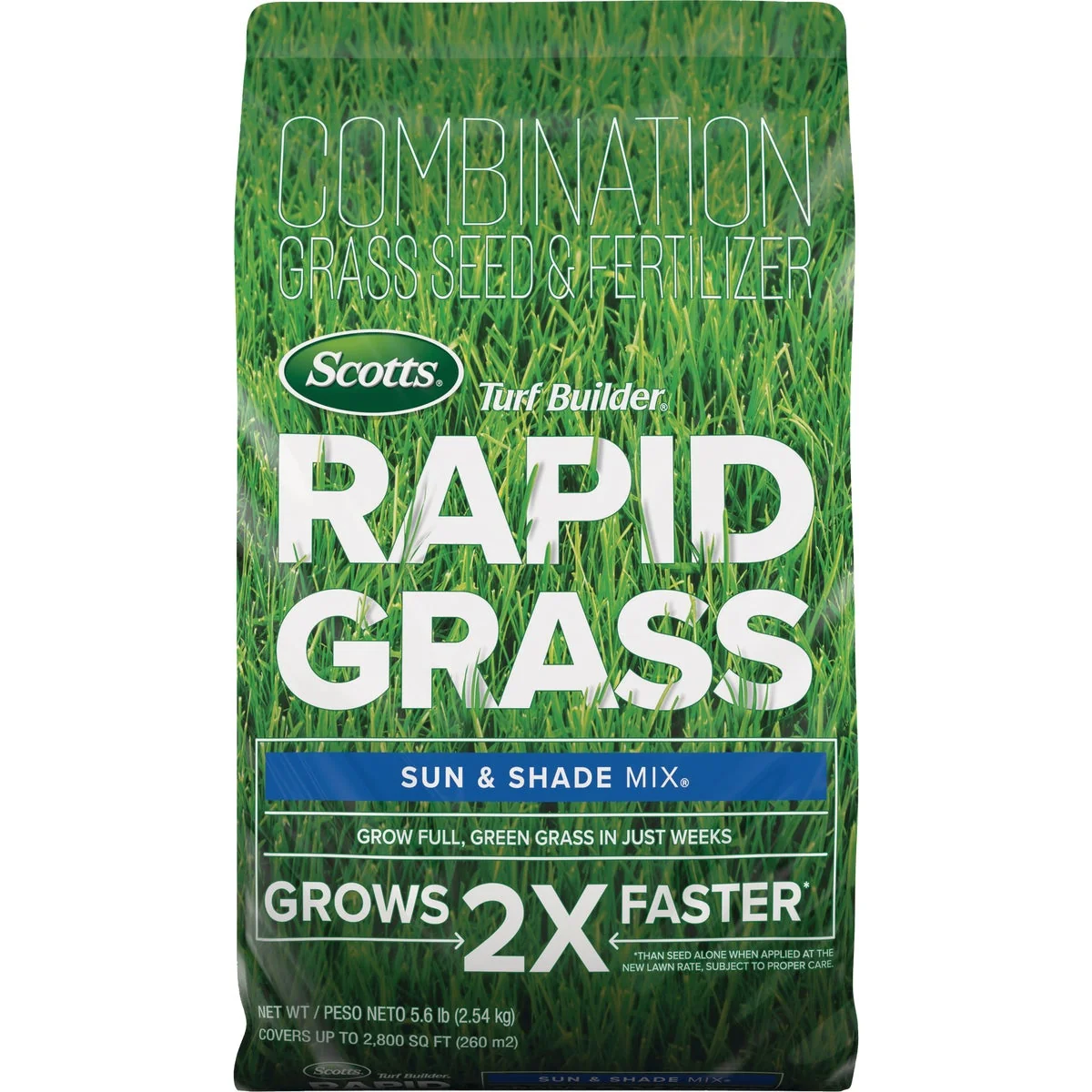 Effective Scotts Turf Builder Rapid Grass 5.6 Lb. 2800 Sq. Ft. Coverage Sun Shade Mix Seed Fertilizer Combination Recyclable